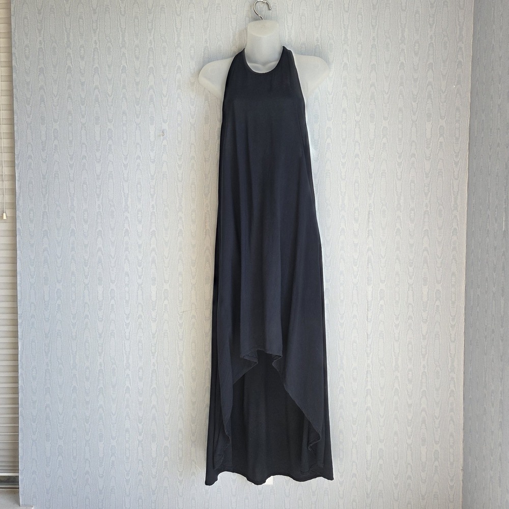 Oak NYC Womens XS Dress Swing Trapeze Racerback Blue Hi Lo Sleeveless Maxi Rayon